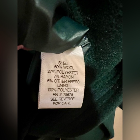 Dana Buchman Asymmetrical Belted Dark Green Trench Coat w/ Gold Zipper Buttons - Picture 14 of 16